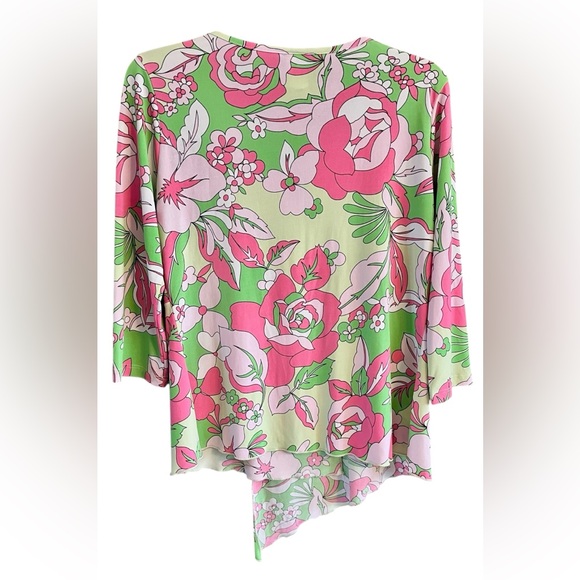 J.B. Floral V-Neck Wrap Top True Vintage in Pink and Green - Picture 10 of 12